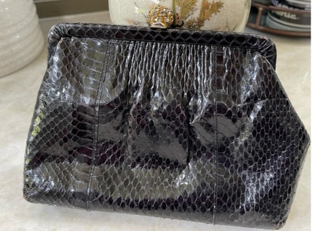 Vintage snakeskin cocktail bag Dark Amethyst